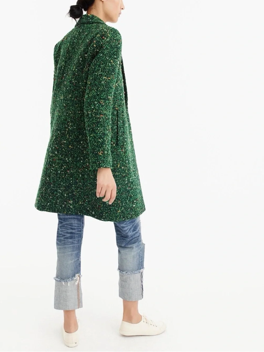 J. Crew Collection Daphne Wool Green Tweed Double-Breasted Pea Coat - Picture 4 of 14